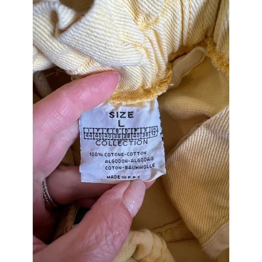 Vintage 90s Paper bag waist denim shorts Yellow